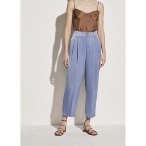 VINCE Tapered culotte High waist Satin Sky Blue Pleated wide leg Size 6